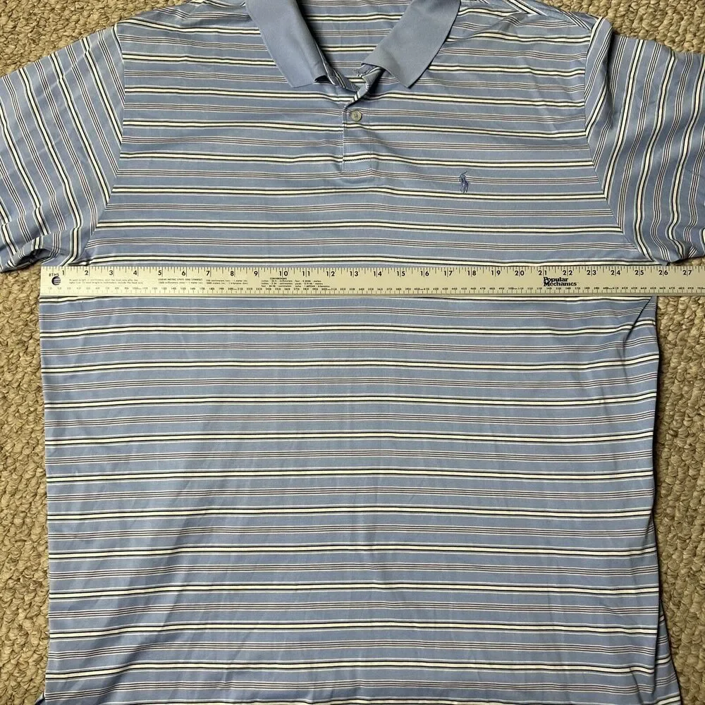 Ralph Lauren Polo Golf Shirt Men’s XXL 100% Pima Cotton Blue Stripes
